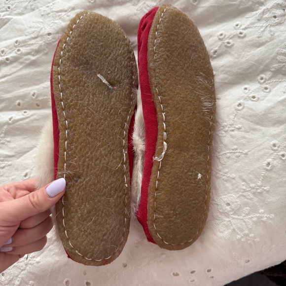 Softmoc Luxurious Red and White real Fur Women's moccasins 9 - Picture 4 of 5
